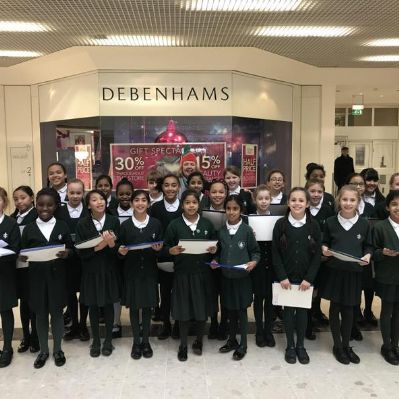 Carol Singing at the Treaty Centre, Hounslow, in aid of SHELTER